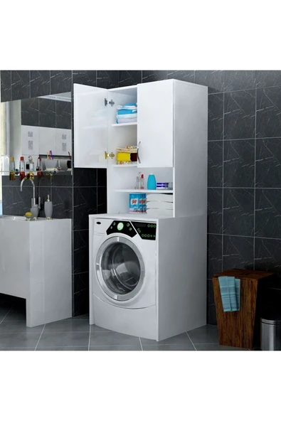 GC Çamaşır Makinesi Dolabı -banyo Dolabı-çok Amaçlı Dolap-beyaz - 3