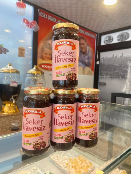 KOSKA ŞEKER İLAVESİZ VİŞNE REÇELİ 270 GR KOLİ 12 ADET - 4