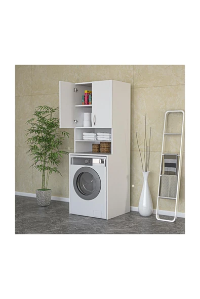 Mira Çamaşır Makinesi Dolabı Banyo Dolabı Raflı Kapaklı Dolap