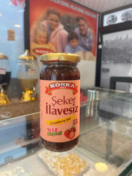 KOSKA ŞEKER İLAVESİZ ÇİLEK REÇELİ 270 GR 1 ADET