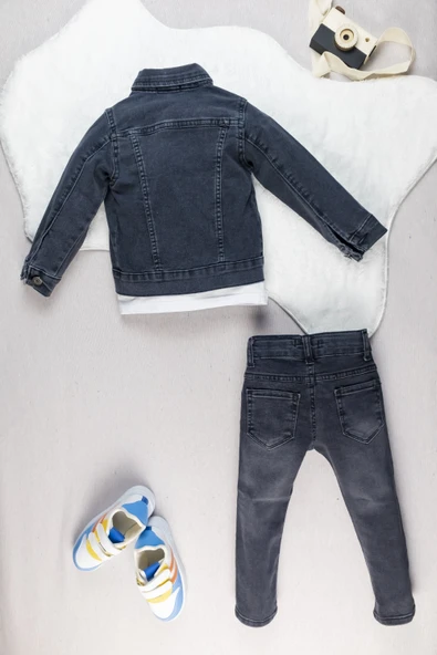 Bayrama Özel 3’lü Çocuk Kot Takım I Şık ve Rahat Kombin I Erkek Çocuk Takım I Denim Kombin (1 Beden Büyük Almanız Önerilir) - 3