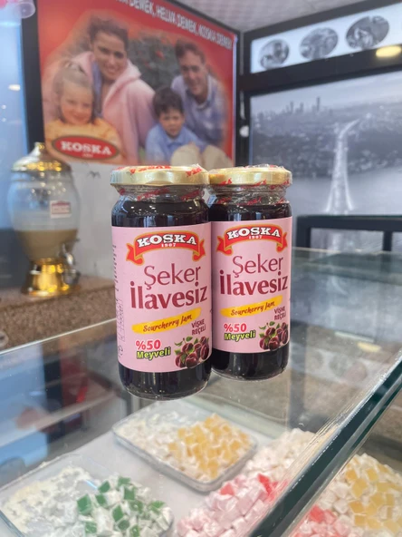 KOSKA ŞEKER İLAVESİZ VİŞNE REÇELİ 270 GR KOLİ 12 ADET
