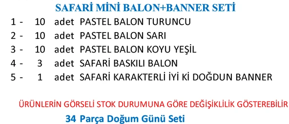 SAFARİ MİNİ BALON+BANNER SETİ - 3