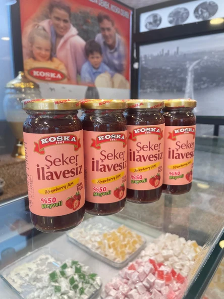 KOSKA ŞEKER İLAVESİZ ÇİLEK REÇELİ 270 GR KOLİ 12 ADET - 3