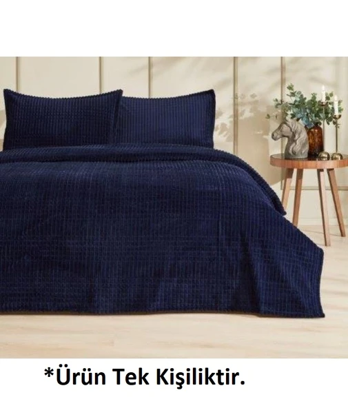 Merinos Modern Line Tek Kişilik Battaniye Seti (150x220)-Lacivert - 2