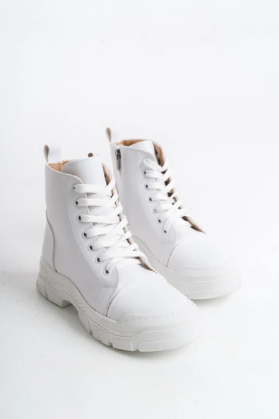 Kadın Bağcıklı Günlük Spor Fermuarlı Rahat Taban Kısa Yuvarlak Burun Bot - Resim 4