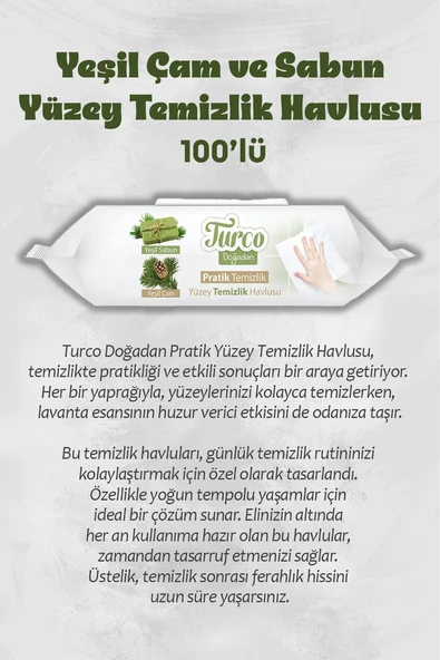 Lavanta, Yeşil Çam ve Sabunlu Yüzey Temizlik Havlusu 2 X 100 ve Rosie - 3
