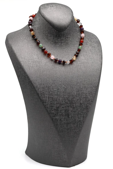 Kehribar-Çakra Doğal Taş Bebek/Çocuk Kolyesi-35 cm - 3