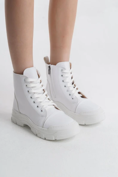 Kadın Bağcıklı Günlük Spor Fermuarlı Rahat Taban Kısa Yuvarlak Burun Bot - Resim 3