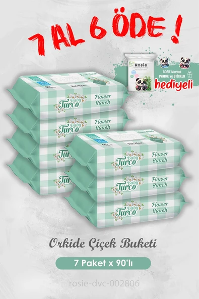 Islak Havlu Orkide Çiçek Buketi 90'lı 7 Al 6 Öde ve Rosie