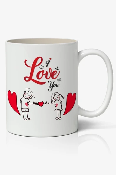 I Love You Baskılı Kahve Kupa Bardak Mod3