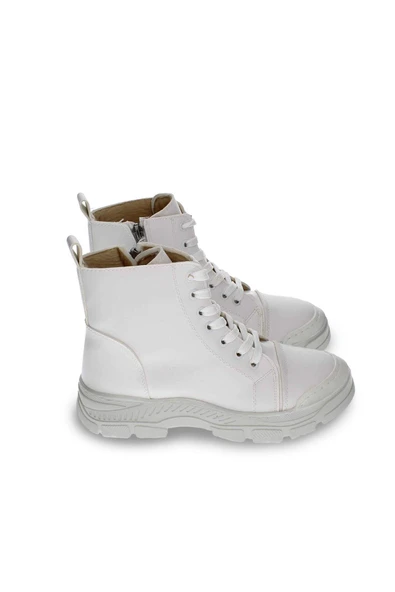 Kadın Bağcıklı Günlük Spor Fermuarlı Rahat Taban Kısa Yuvarlak Burun Bot - Resim 6