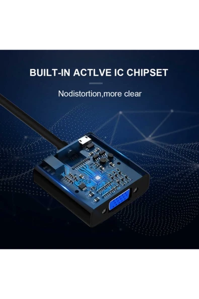 Dolia Hdmı To Vga Dönüştürücü Monitor Tv Projektör 3.5mm Jack Girişli Kısa Kablo - 2
