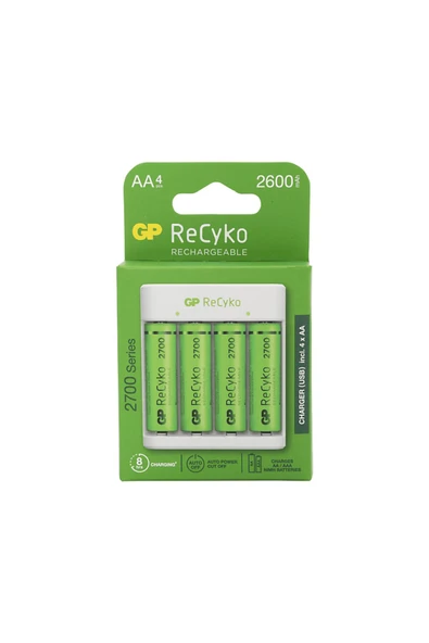 GP Recyko E411 USB Aa-Aaa Şarj Cihazı Gp Recyko 2700 Serisi Aa Kalem Pil 4'lü - 3