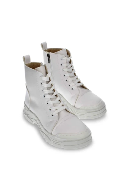 Kadın Bağcıklı Günlük Spor Fermuarlı Rahat Taban Kısa Yuvarlak Burun Bot - Resim 5