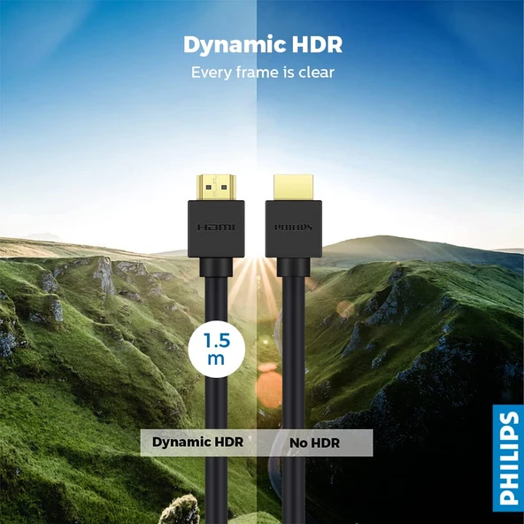 Philips SWV9431/00 Dynamic HDR 48Gbps 8K Ultra HD 24bit 192KHz 3D eARC 1.5 Metre HDMI 2.1 Kablo - 4