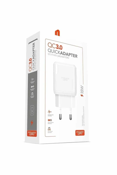NcK Powerway Qc3 Hızlı 3000 Ma 18w Tüm Telefonlara Uyumlu Usb Şarj Kafa Başlık Adaptörü - 3