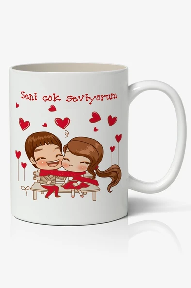 Sevgiliye Özel Seni Çok Seviyorum Baskılı Kupa Bardak Kahve Kupa Bardak Mod2