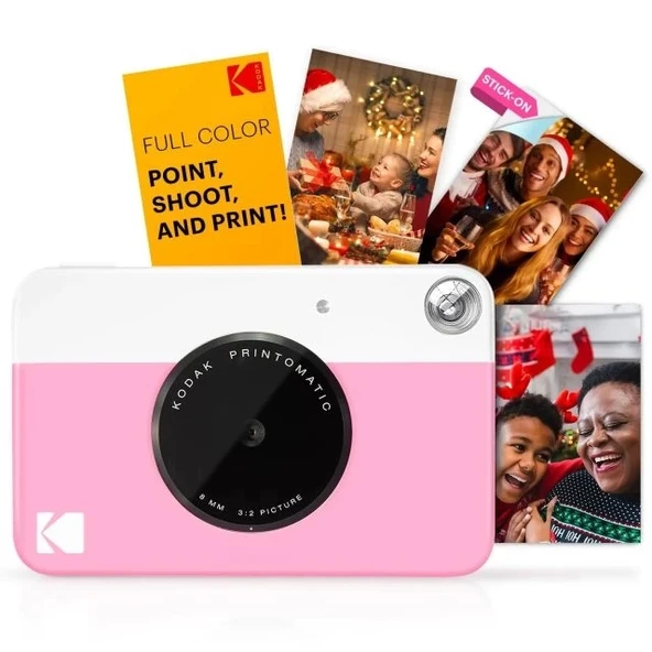 KODAK Printomatic Tam Renkli Anında Baskı Dijital Fotoğraf Makinesi Pembe Fotoğraf Makinesi