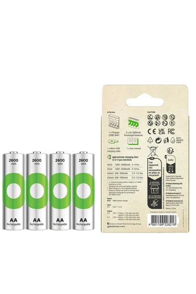 Go İthalat GP RECYKO B441 4 X 2600 MAH R6 AA PİLLİ PİL ŞARJ CİHAZI (GP-B441/270HCER21-2GTLB4) (4741) - 3