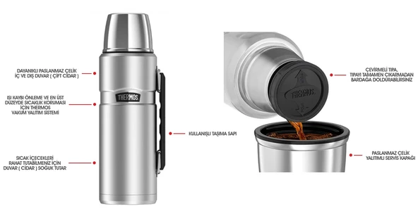 Thermos SK2010 Stainless King Large 1.2L - Cranberry - 8