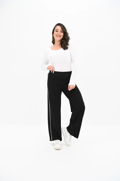 Kadın Büyük Beden Şeritli Tayt Pantolon 6321-25 - 2