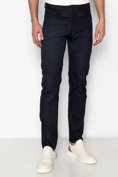 Erkek Regular Fit Rahat Normal Bel Denım Görünümlü Likralı Kot Pantolon - 5