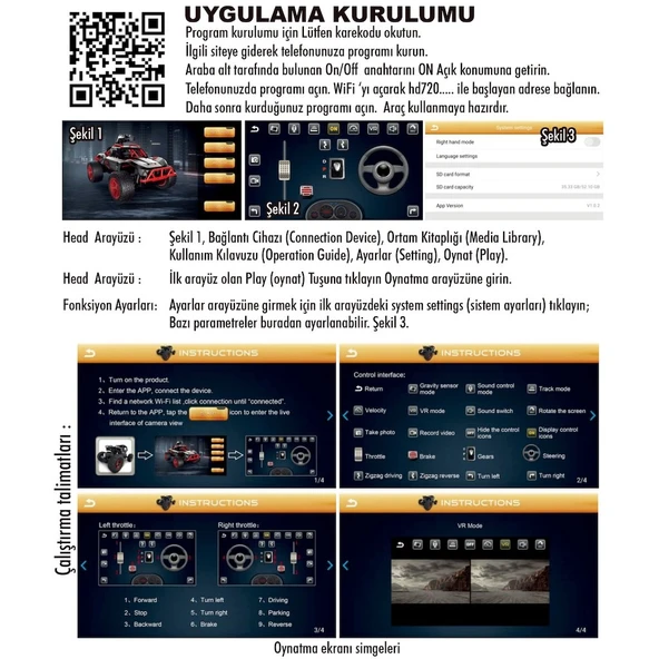 Kumandalı Şarjlı Kameralı Off Road Araba Full Fonksiyon Kumandalı Araba - 3