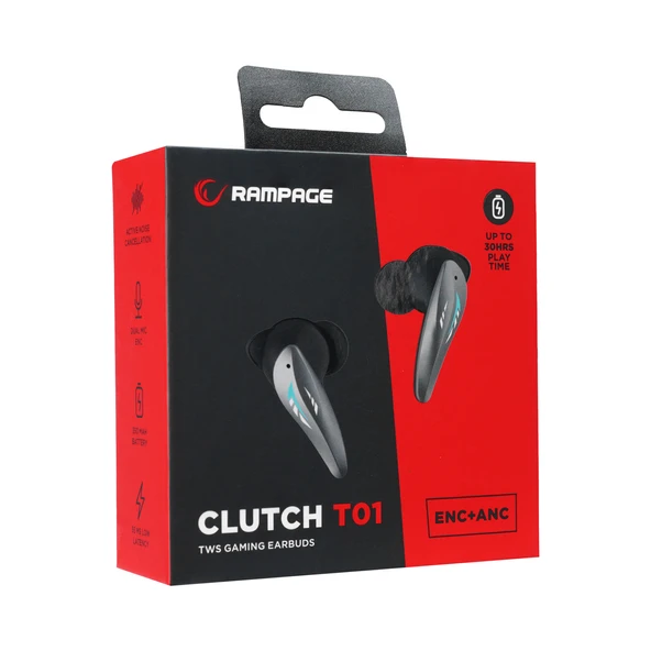 Rampage Clutch T01 Siyah/Gümüş 4 Mikrofonlu ENC+ANC Oyuncu Bluetooth V5.3 TWS Gerçek Kablosuz Kulakl - 7