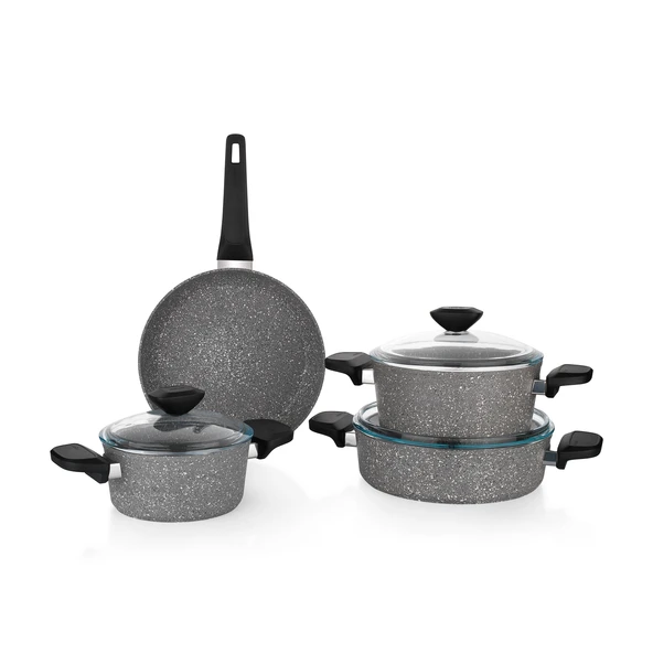 Schafer Etna Yanmaz Yapışmaz Tencere Seti 7 Parça-Gri - 2