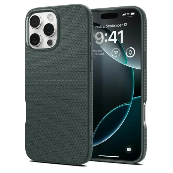 Spigen Liquid Air [Askeri Düzey Koruma] iPhone 16 Pro Max Kılıf  iPhone 16 Pro Max Abyss Green