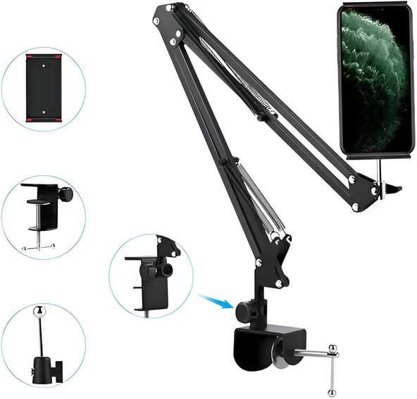Anaway Shopping Masa Tablet Telefon Tutucu 6"- 11"  Esnek Uzun Kollu 360 Derece Dönebilen Hareketli Masa Tablet Telefon Tutacağı - 5