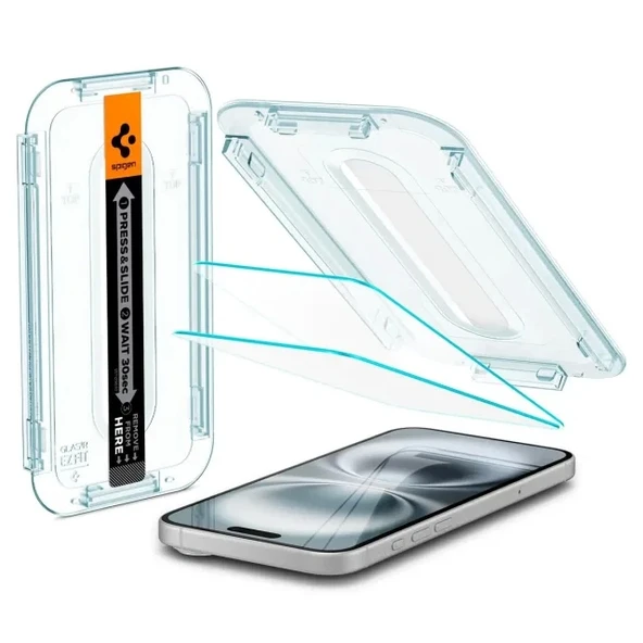 Spigen iPhone 15 Plus Temperli [GlasTR EZ FIT] Cam Ekran Koruyucu - 7