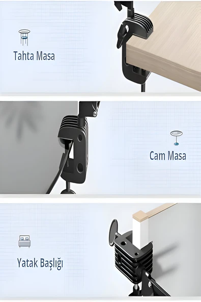 Anaway Shopping Masa Tablet Telefon Tutucu 6"- 11"  Esnek Uzun Kollu 360 Derece Dönebilen Hareketli Masa Tablet Telefon Tutacağı - 8