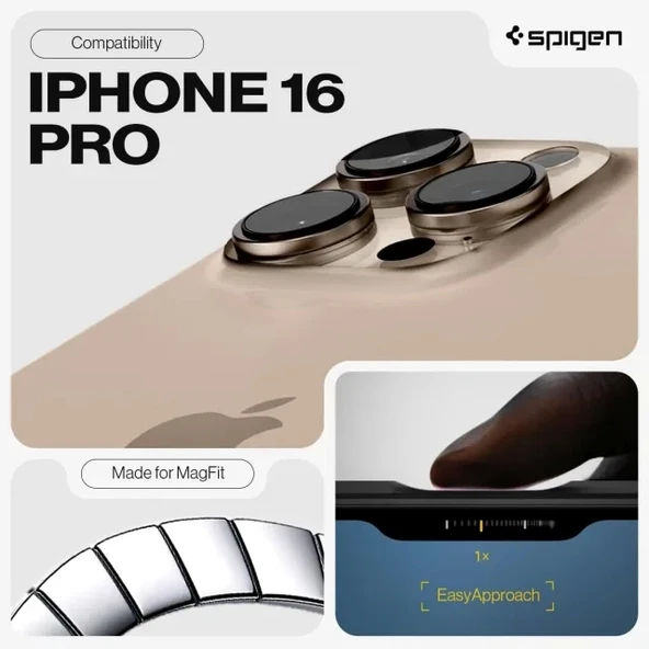 Spigen Tough Armor (Ai) MagFit iPhone 16 Pro Kılıf iPhone 16 Pro Metal Slate