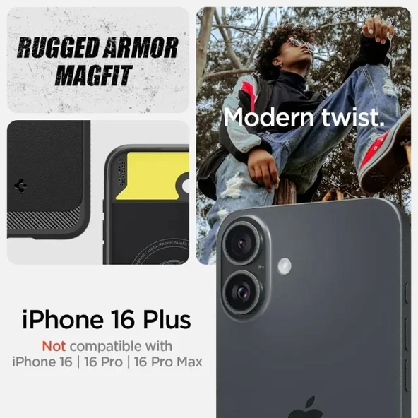 Spigen Rugged Armor MagFit iPhone 16 Plus Kılıf - 3