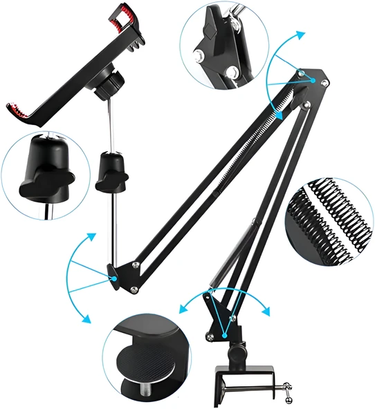 Anaway Shopping Masa Tablet Telefon Tutucu 6"- 11"  Esnek Uzun Kollu 360 Derece Dönebilen Hareketli Masa Tablet Telefon Tutacağı - 6