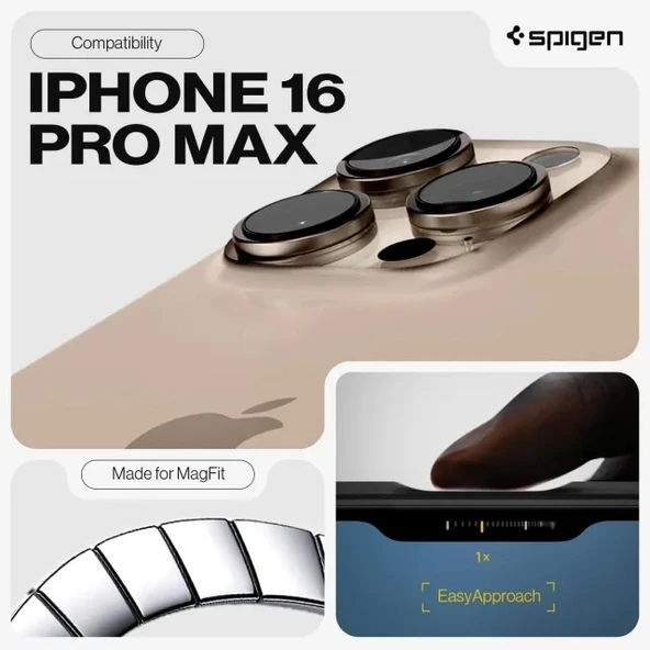 Spigen Tough Armor (Ai) MagFit iPhone 16 Pro Max Kılıf iPhone 16 Pro Max Metal Slate