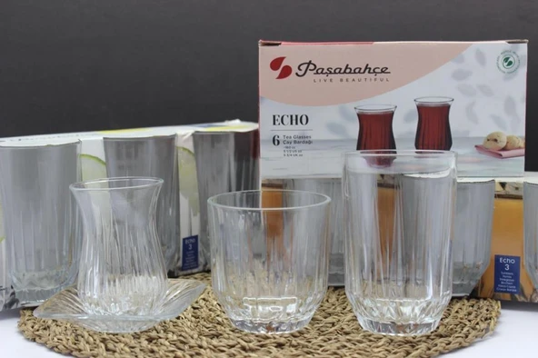 Paşabahçe Echo 48 Parça 12 Kişilik Çay-Meşrubat Seti (420181-54321-520294-520225)