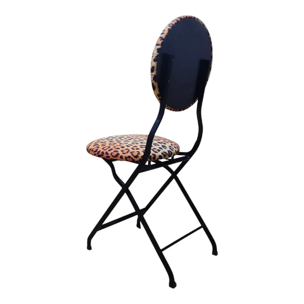 Leopar Siyah Desenli Katlanır Sandalye  Şık, Modern ve Dayanıklı - 3