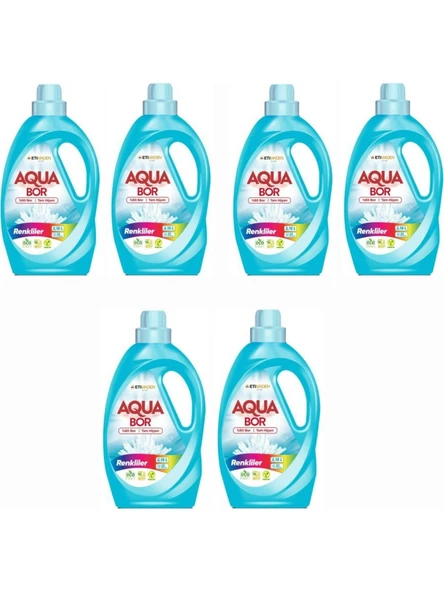 Eti Maden Aquabor (Boron) Renkliler Için Sıvı Deterjan 2,15 L x 6 Adet