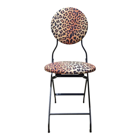 Leopar Siyah Desenli Katlanır Sandalye  Şık, Modern ve Dayanıklı - 2