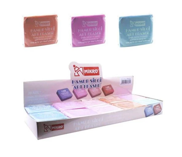 Mikro Hamur Silgi Pastel Renkler 20 Adet