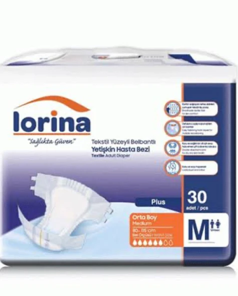 Lorina Belbantlı Orta Boy M 30 lu 120 adet Hasta Bezi