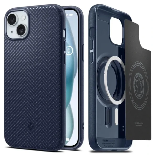 Spigen iPhone 15 Magnetic Magfit Mag Armor Kılıf Navy Blue