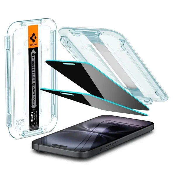 Spigen Temperli Cam Ekran Koruyucu [GlasTR EZ FIT - Privacy] iPhone 15 Plus iPhone 16 Plus / iPhone 15 Plus