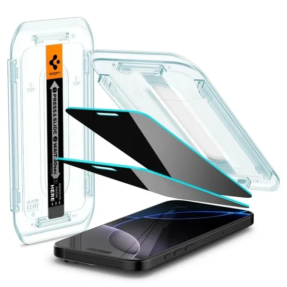 Spigen Temperli Cam Ekran Koruyucu [GlasTR EZ FIT - Privacy] iPhone 15 Plus iPhone 16 Pro