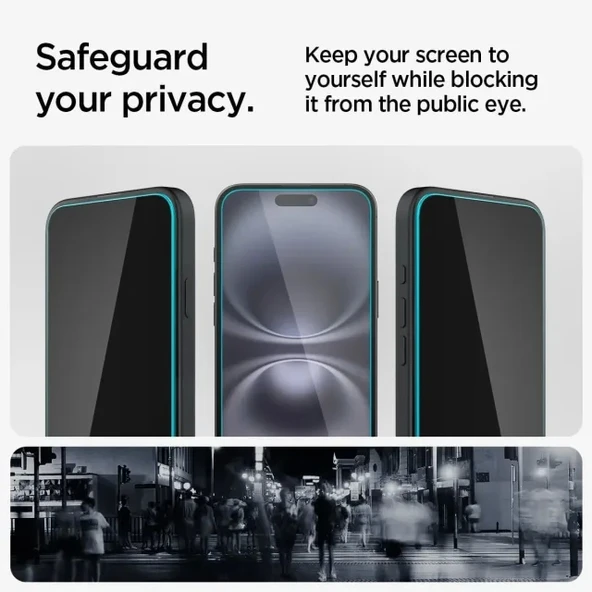 Spigen iPhone 15 Temperli Cam Ekran Koruyucu [GlasTR EZ FIT - Privacy] - 2'li Paket - 4