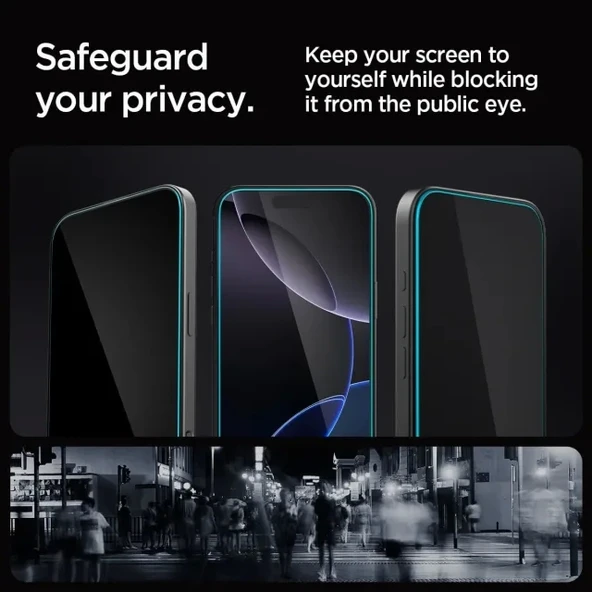Spigen iPhone 15 Temperli Cam Ekran Koruyucu [GlasTR EZ FIT - Privacy] - 2'li Paket - 4