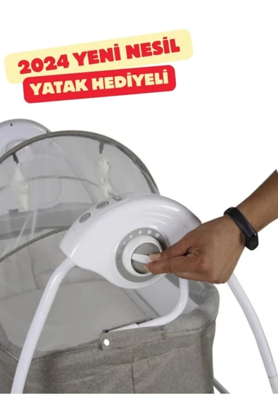 Moda bebek 2024 Yeni Nesil  Elektrikli Otomatik Sallanır Beşik Yatak Hediyeli - 4